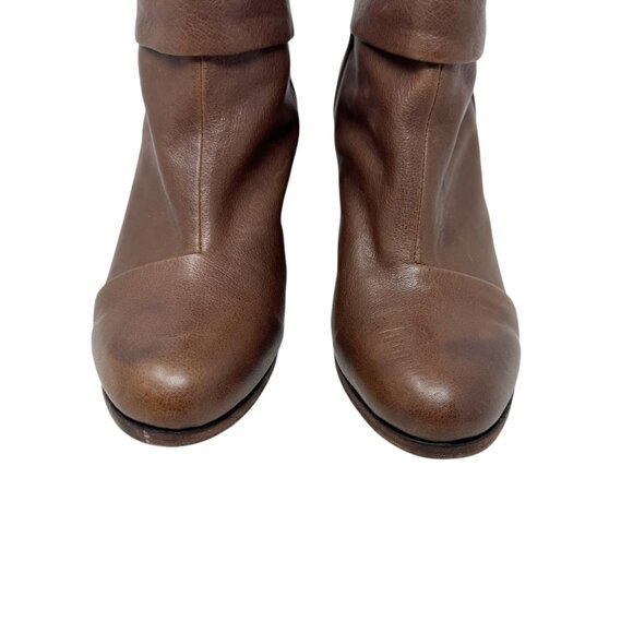 RAG & BONE Newbury Brown Leather Back Zip Ankle Heel Boots Booties size 7 37 - Picture 7 of 11